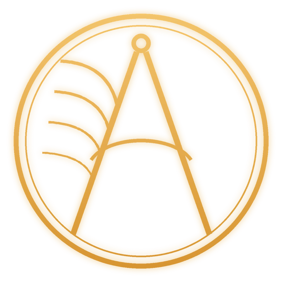 The DAEDAL emblem: the compass of Daedalus with a wing, in a golden circle